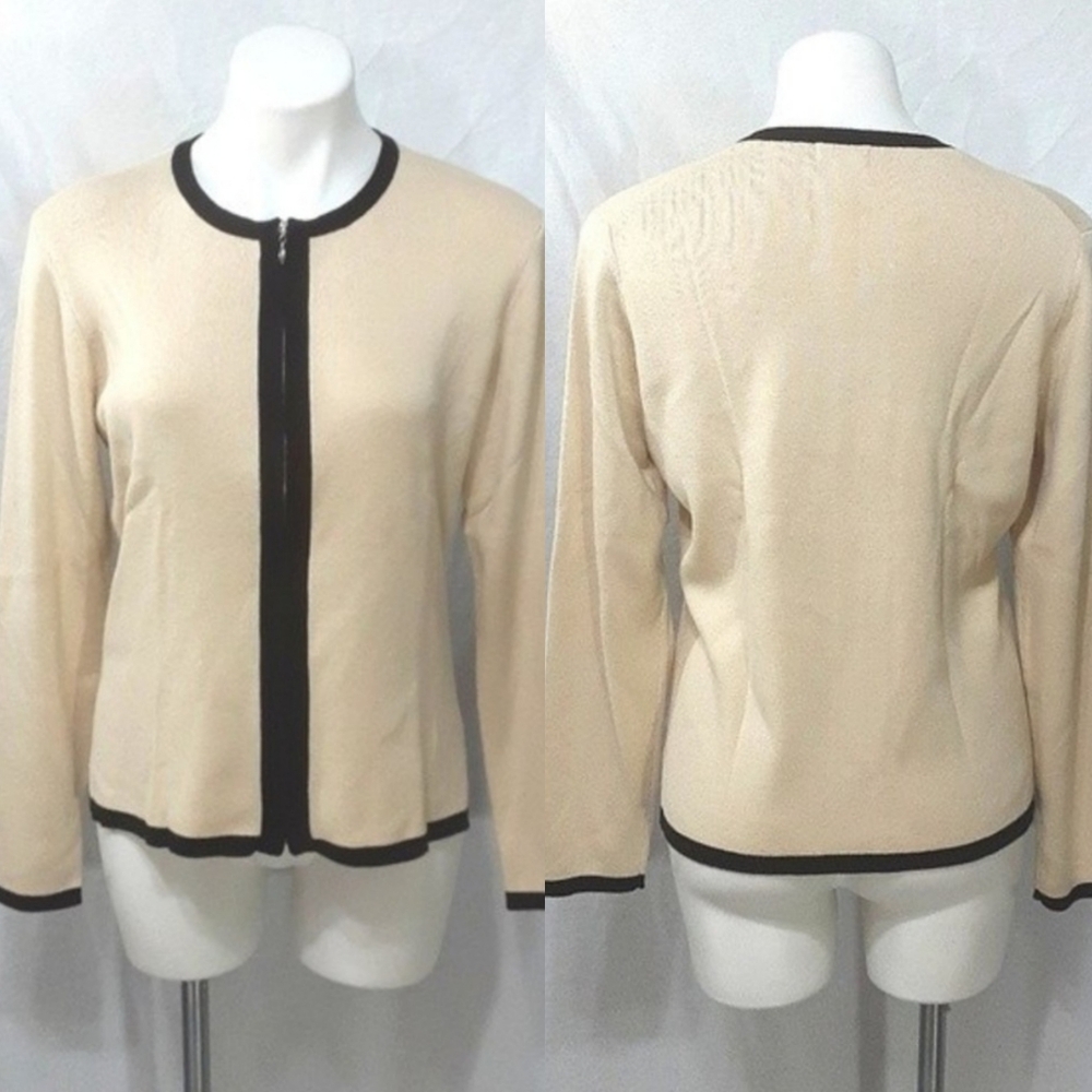 NWT Evie Knitted Zip-Up Cardigan Top Large Long Sleeve Cozy Chic Layering